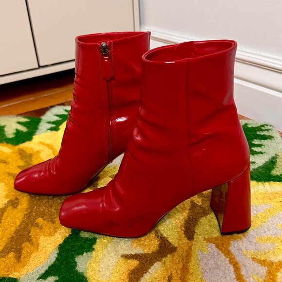 Prada Red Patent Leather Ankle Boots - Picture 4 of 7